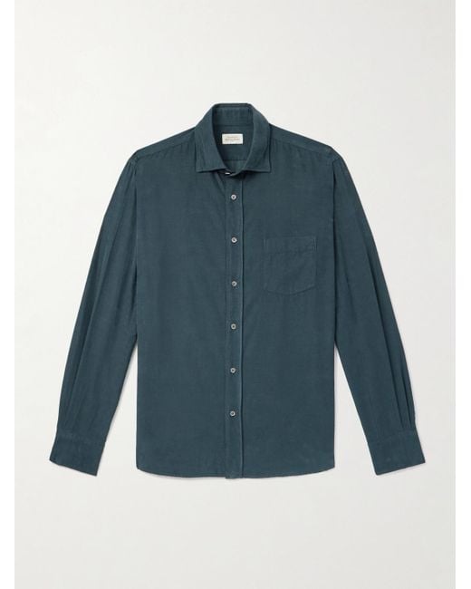 Hartford Blue Paul Cotton-Corduroy Shirt for men