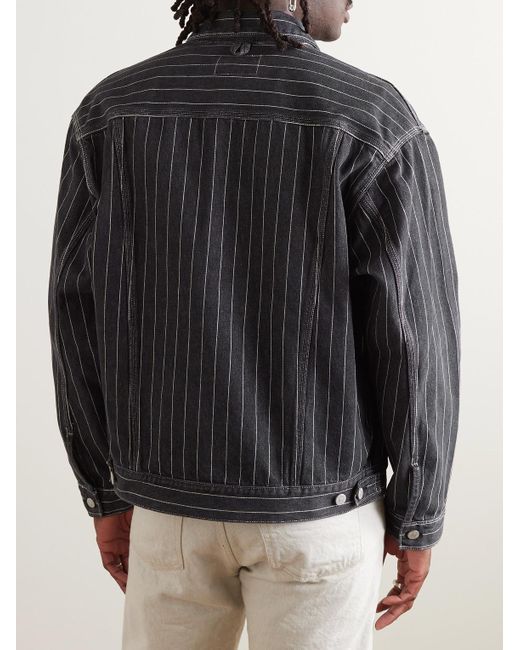 Carhartt Black Orlean Hickory-striped Denim Trucker Jacket for men