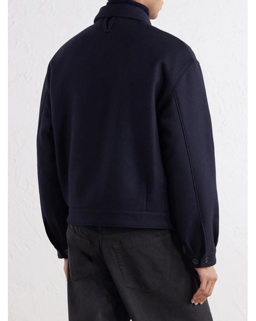 Valstar Blue Brushed Virgin Wool-Twill Bomber Jacket for men