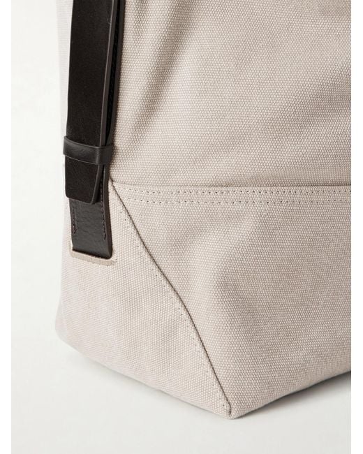 Lemaire Natural Leather-Trimmed Cotton-Canvas Tote Bag for men