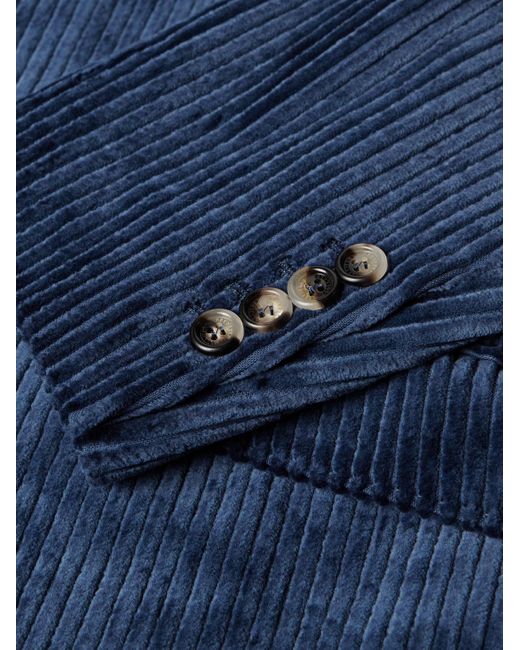 Brunello Cucinelli Blue Cotton-Corduroy Suit Jacket for men
