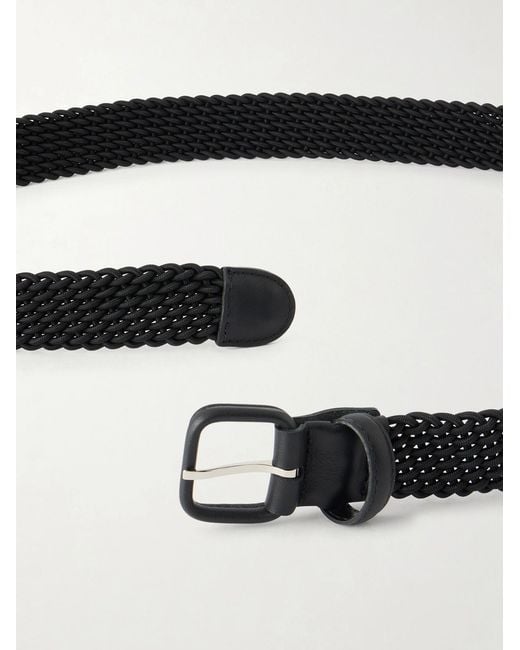 Charvet White Leather-Trimmed Woven Belt for men
