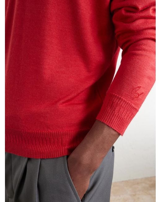 John Smedley Red Bill Nighy Cashmere And Silk-Blend Polo T-Shirt for men