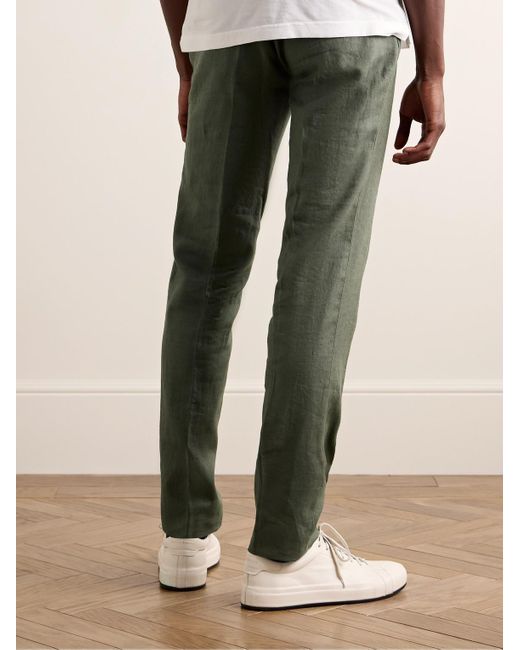 Pantaloni slim-fit in lino Venezia 1951 di Incotex in Green da Uomo