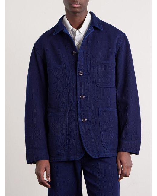 Blue Blue Japan Blue Logo-appliquéd Sashiko Cotton-piqué Jacket for men