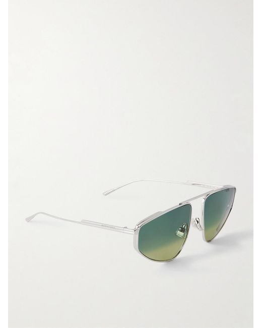Bottega Veneta Green Light Ribbon Aviator-Style-Tone Sunglasses for men