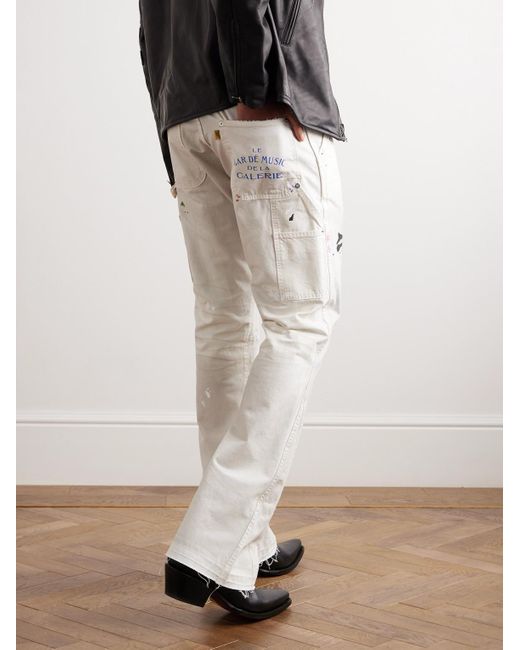 GALLERY DEPT. Natural Carpenter Straight-leg Distressed Paint-splattered Jeans for men