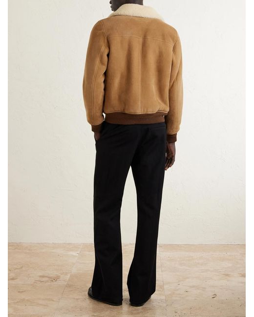 Saint Laurent Brown Shearling Blouson Jacket for men