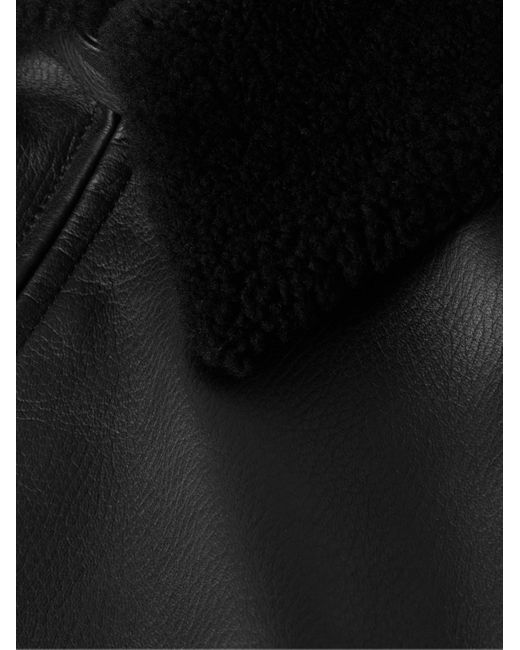 Kingsman Jacke aus vollnarbigem Leder mit Shearling-Besatz in Black für Herren