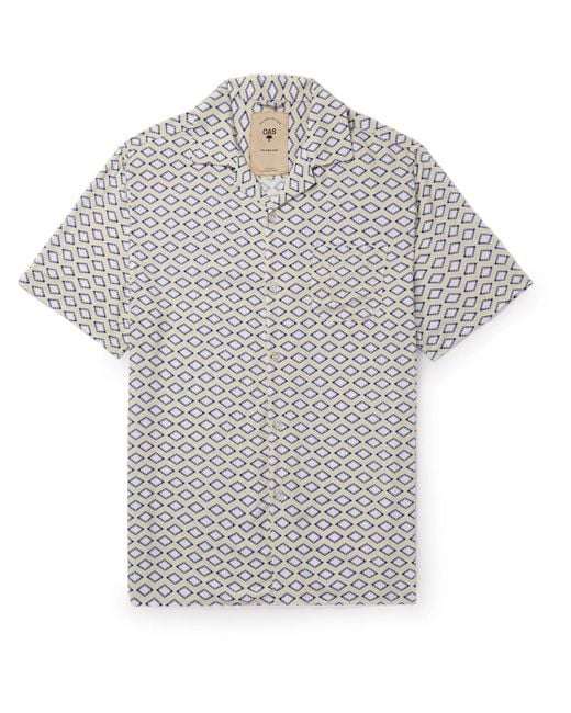 Oas The Cuba Camp-collar Printed Satin Shirt in Gray for Men | Lyst