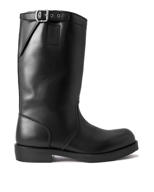 Dries Van Noten Black Buckled Leather Boots for men