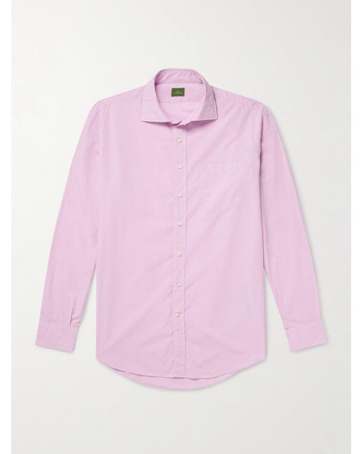 Spread-Collar Checked Cotton-Poplin Shirt di Sid Mashburn in Pink da Uomo