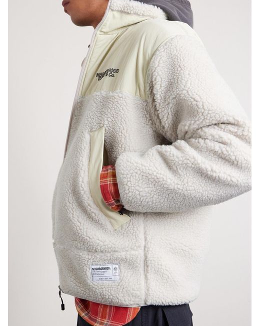 Neighborhood Natural Logo-embroidered Shell-trimmed Fleece Jacket for men