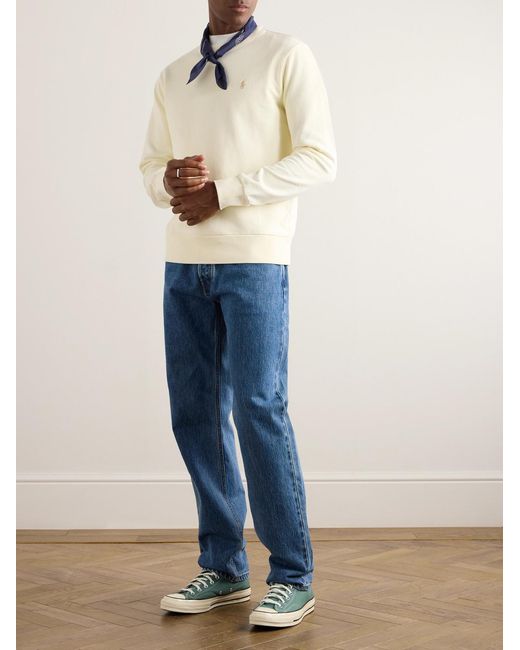 Polo Ralph Lauren Natural Logo-Embroidered Cotton-Jersey Sweatshirt for men