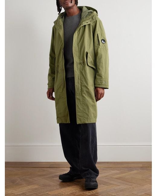 C P Company Green Metropolis Logo-appliquéd Padded Twill Hooded Parka for men