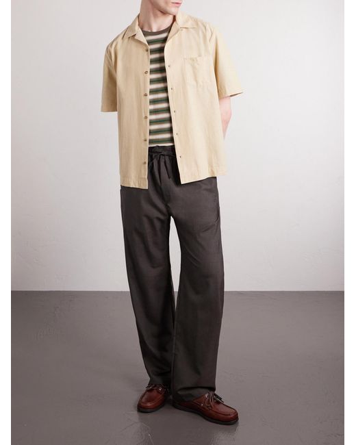 A.P.C. Natural Jude Camp-Collar Organic Cotton And Linen-Blend Shirt for men