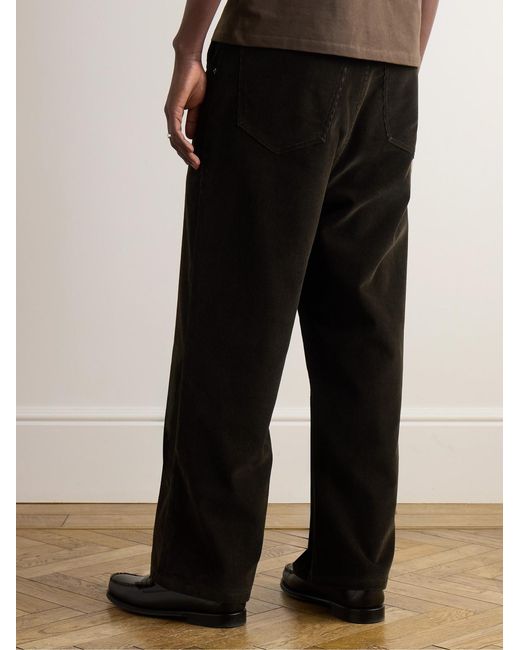 AMI Black Straight-Leg Cotton-Corduroy Trousers for men