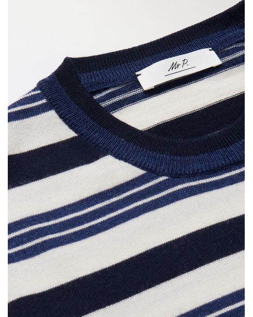 Mr P. Blue Striped Merino Wool T-shirt for men