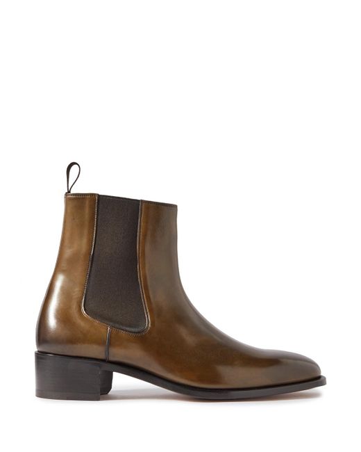 Tom Ford Brown Alec Burnished-leather Chelsea Boots for men