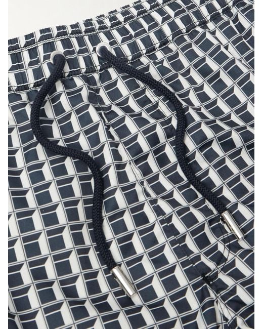 Mr P. Black Straight-Leg Mid-Length Printed Swim Shorts for men