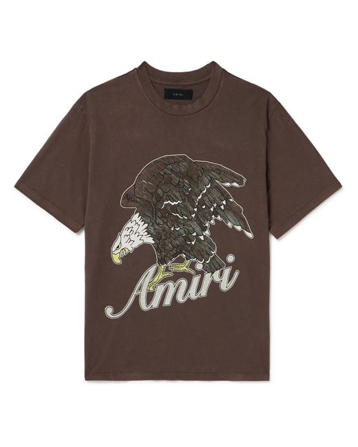 Amiri Brown Eagle Glittered Logo-print Cotton-jersey T-shirt for men