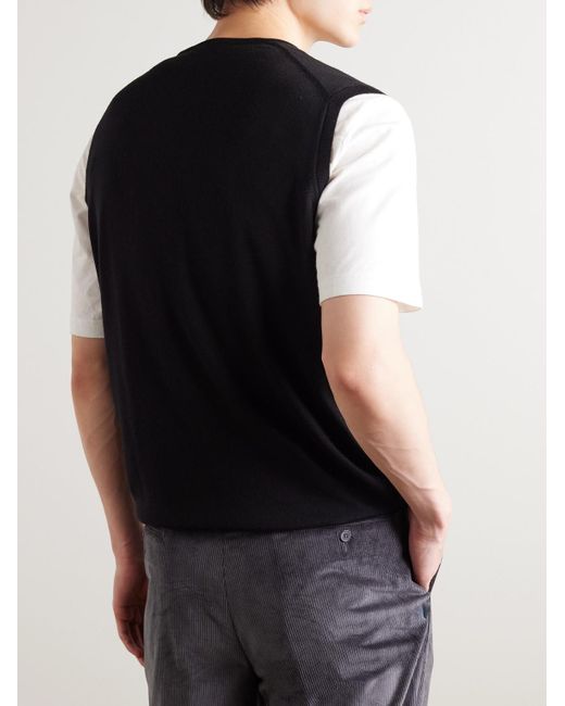 John Smedley Black Hadfield Merino Wool Sweater Vest for men