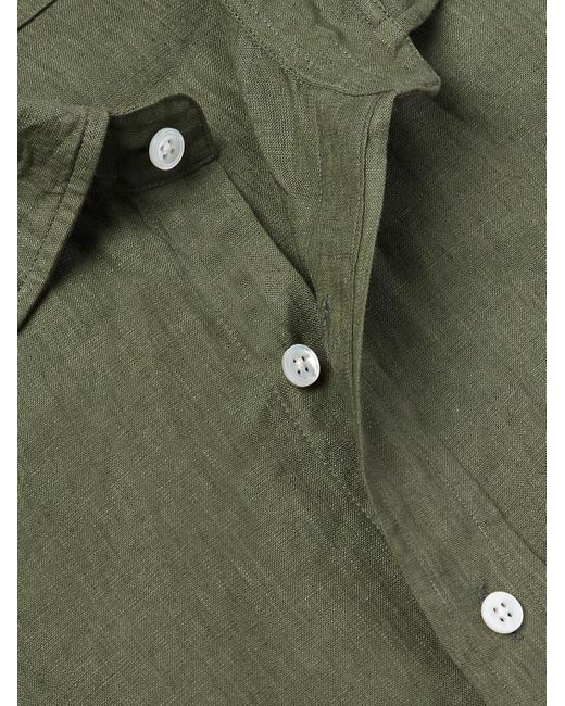 Drake's Green Linen Shirt for men