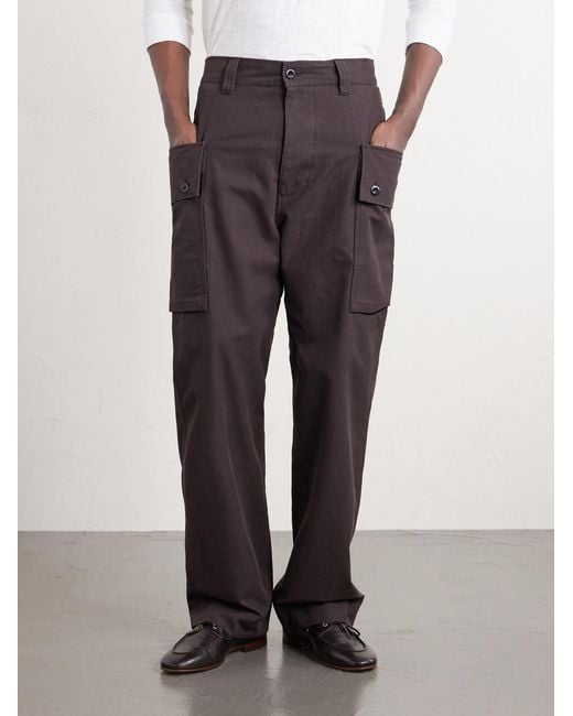 Margaret Howell Brown Straight-Leg Cotton-Twill Cargo Trousers for men