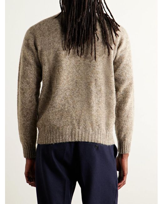 Drake's Natural Brushed Shetland Wool Sweater for men
