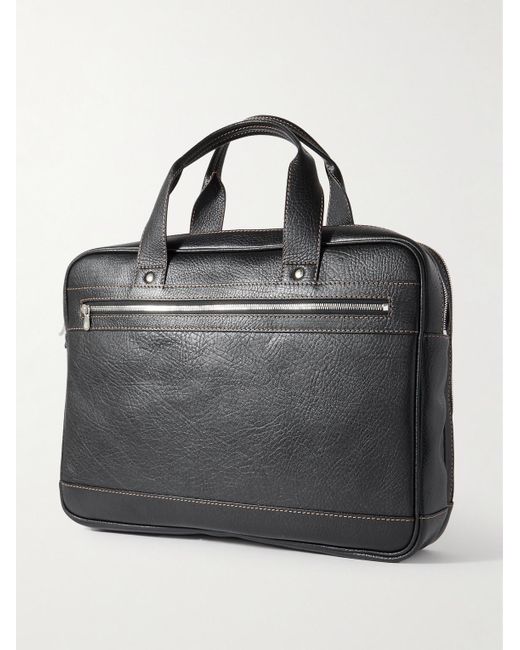 Brunello Cucinelli Black Full-grain Leather Briefcase for men