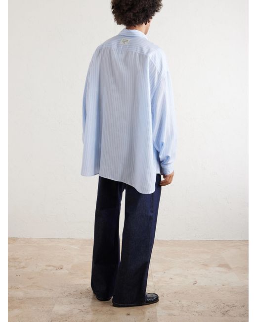 Acne White Pinstriped Lyocell Shirt for men
