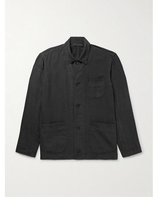 Rag & Bone Black Evan Linen Chore Jacket for men