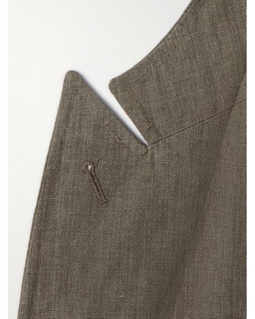 Rubinacci Brown Double-breasted Linen Suit Jacket for men