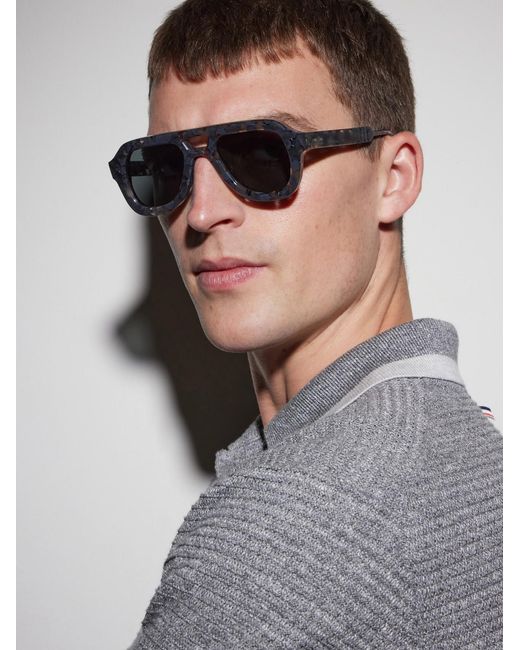 Thom Browne Blue Aviator-Style Tortoiseshell Acetate Sunglasses for men