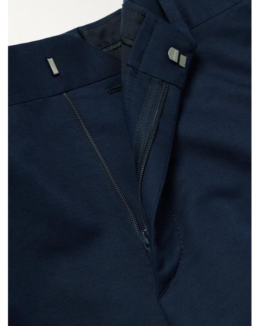 Brioni Blue Pienza Straight-leg Linen And Cotton-blend Trousers for men