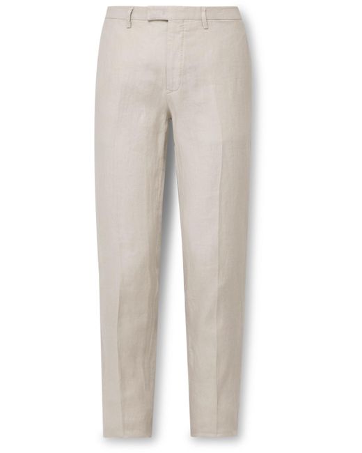 Boglioli White Straight-leg Linen-twill Suit Trousers for men