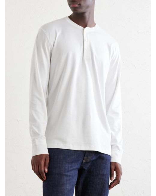 Ralph Lauren White Cotton-Jersey Henley T-Shirt for men