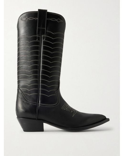 Enfants Riches Deprimes Black Split Ends Embroidered Leather Boots for men