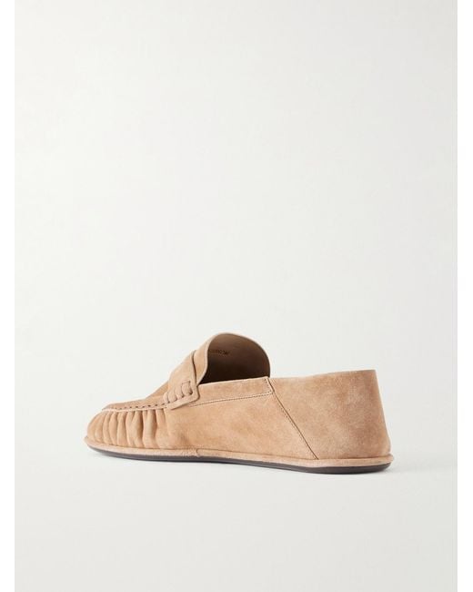 Saint Laurent Natural Le Loafer Monogram Logo-appliquéd Suede Penny Loafers for men