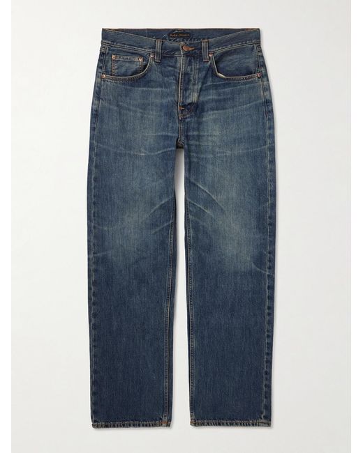 Nudie Jeans Blue Tuff Tony Straight-Leg Organic Jeans for men