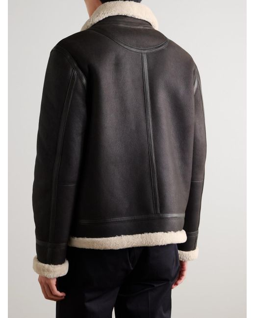 Mr P. Black Shearling Bomber Jacket for men