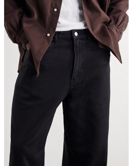 A.PRESSE Black Straight-leg Cotton And Silk-blend Piqué Trousers for men