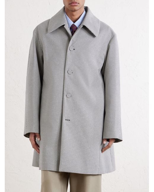 Dries Van Noten Gray Gingham Recycled-Twill Coat for men