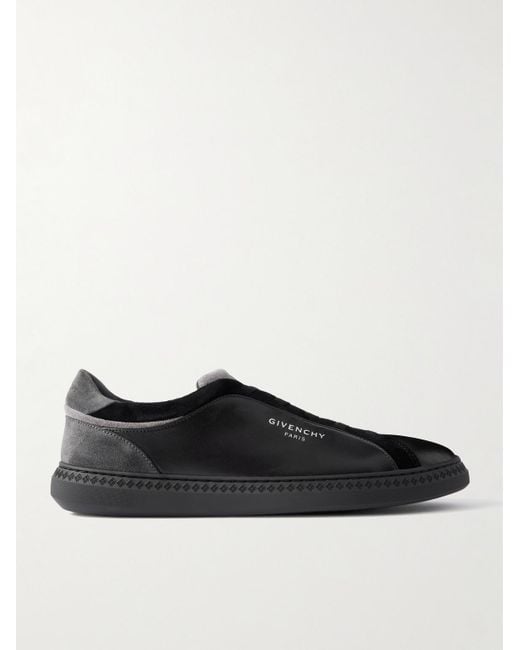 Givenchy Black G Set Logo-Stamped Suede-Trimmed Leather Sneakers for men