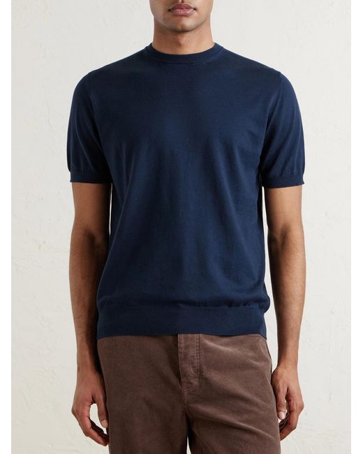 Boglioli Blue Garment-Dyed Cotton T-Shirt for men