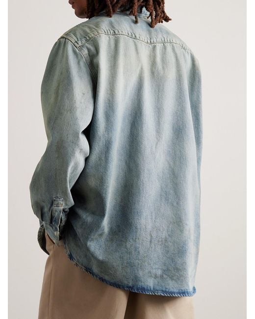 Acne Blue Karty Distressed Denim Overshirt for men