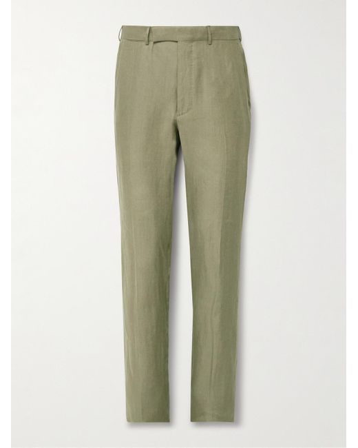 Zegna Green Slim-fit Oasi Lino Twill Suit Trousers for men