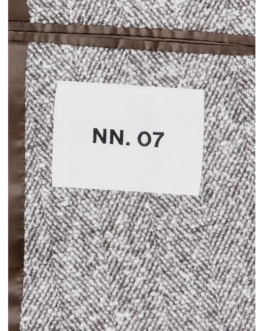 NN07 Gray Jordin 1087 Double-Breasted Recycled-Herringbone Suit Jacket for men