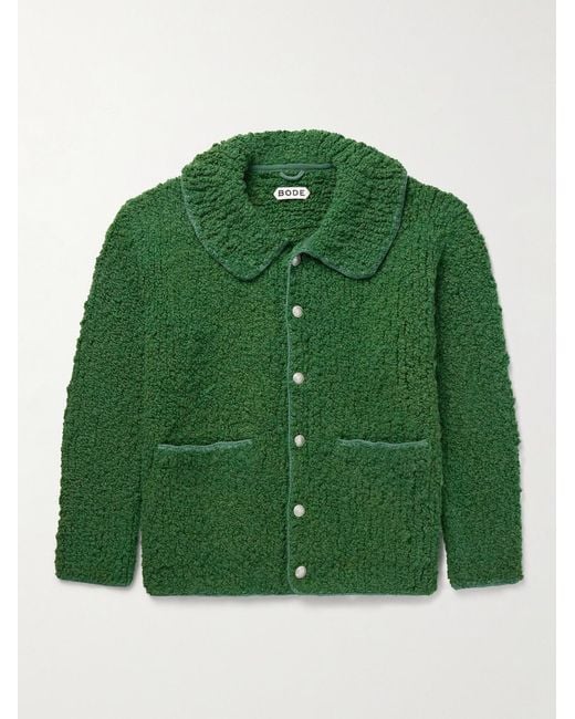 Bode Green Moppet Wool-Bouclé Cardigan for men