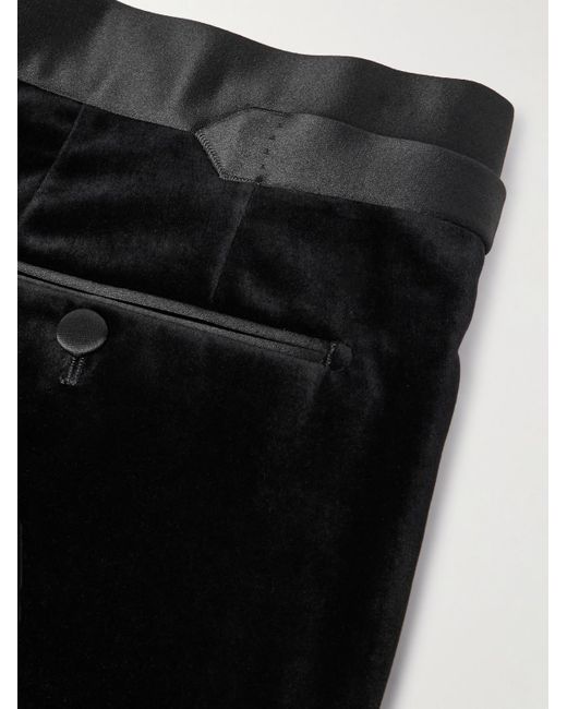 Tom Ford Black Straight-Leg Satin-Trimmed Velvet Tuxedo Trousers for men